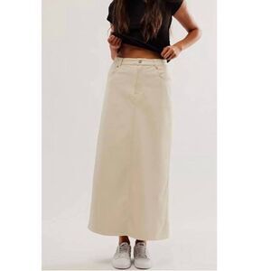 Free People City Slicker Vegan Leather Maxi Skirt Ivory Cream Sz 4